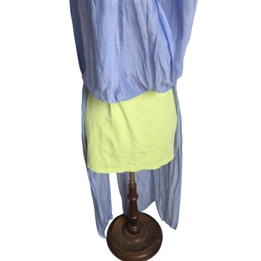 Anthropologie Lavender And Lime Square Neck Slit Dress - Picture 5 of 11